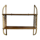 Wall shelf in wood and rattan from the 70s