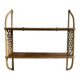 Wall shelf in wood and rattan from the 70s