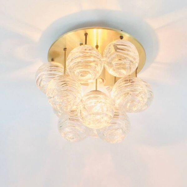 Plafonnier Sputnik en verre de Murano et laiton, style milieu du XXe siècle - Doria, années 1960/1970