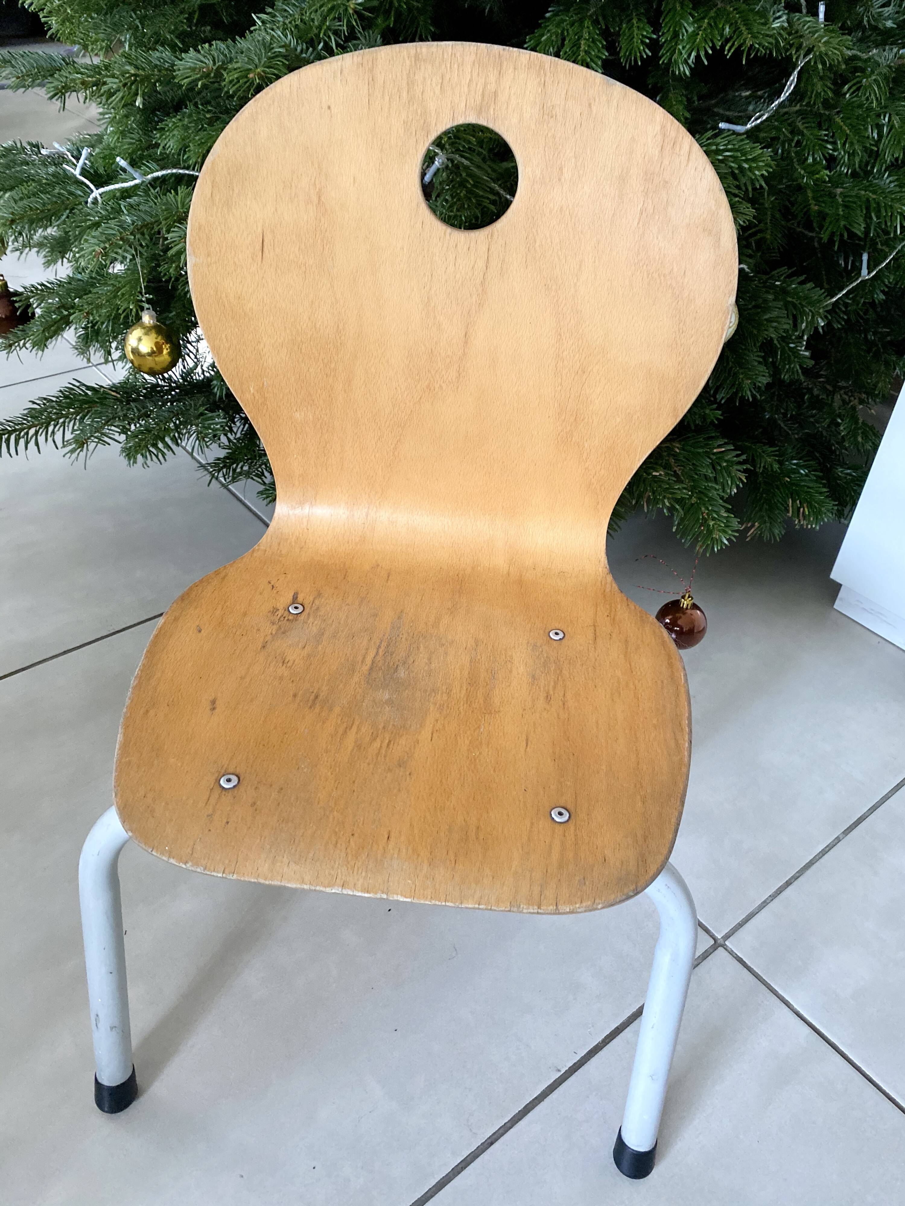 Chaise enfant bois et metal