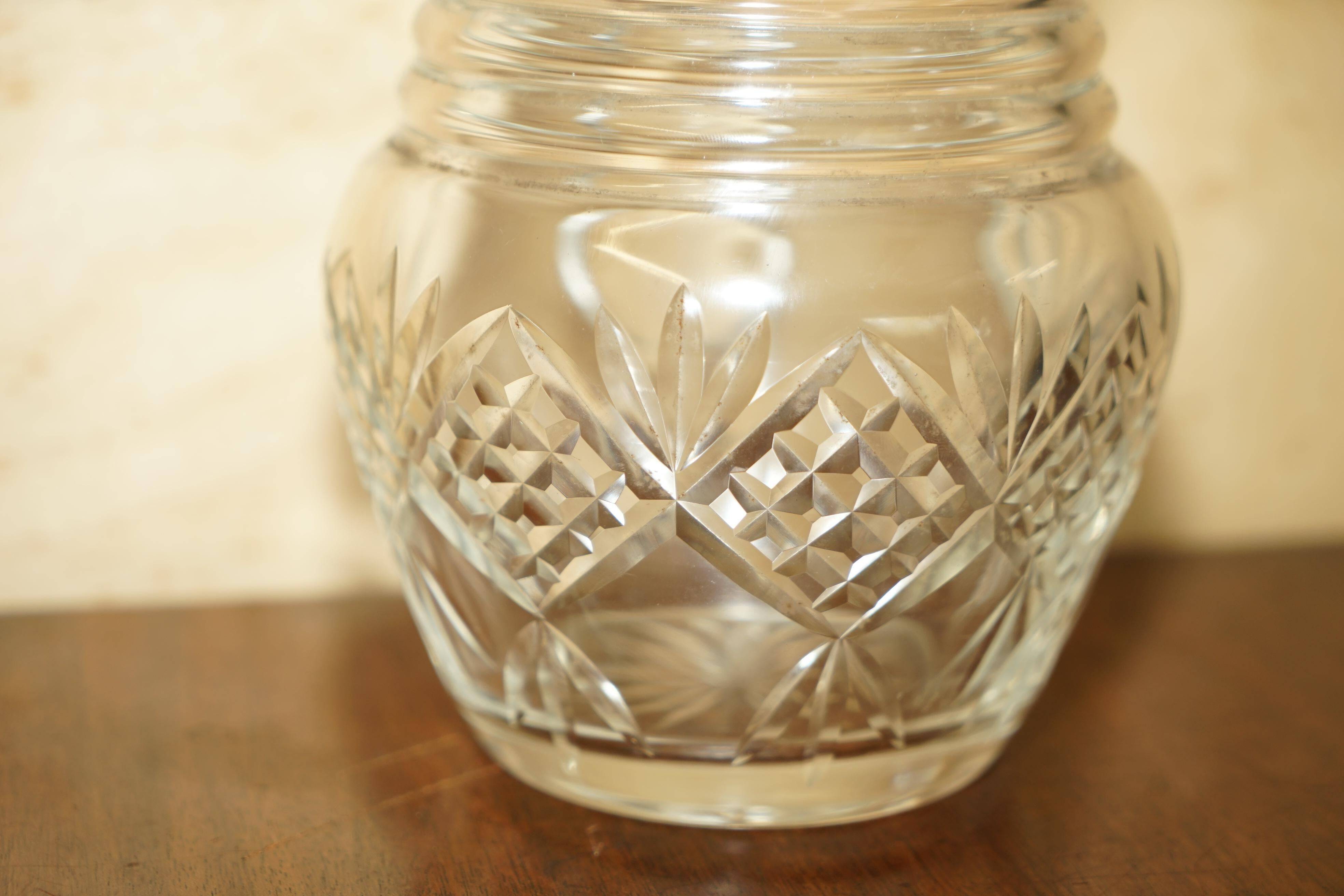 Vintage pair of cut glass Art Deco decanters circa 1930.