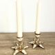 Pair of vintage brass and mother-of-pearl candle holders