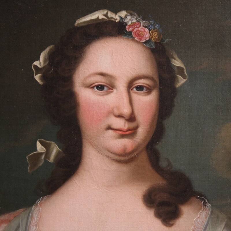 Antique 19th century portrait painting of a noblewoman