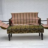 1930s, Danish 2-seater drop arm daybed/sofa, green furniture velour.