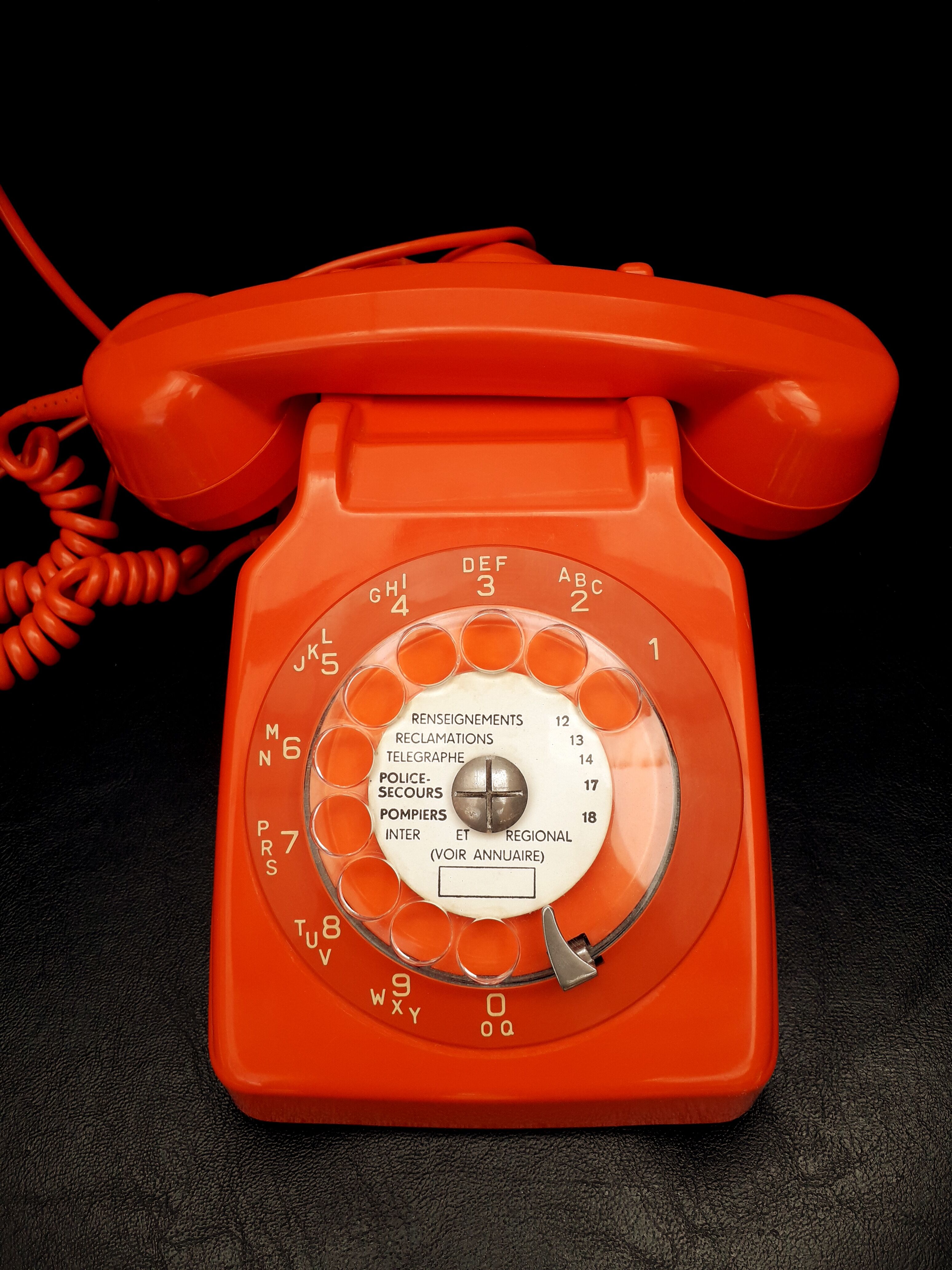 Old Vintage Orange Phone S63 Socotel