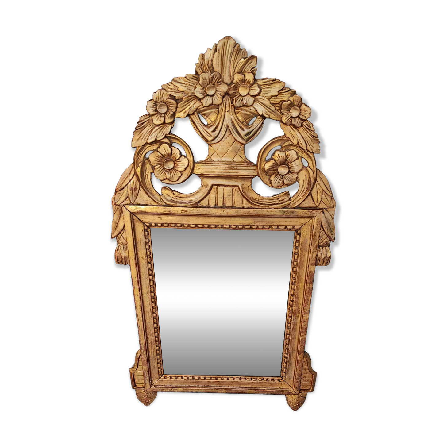 Louis XIV mirror in carved gilded wood, 18th century - 75 cm