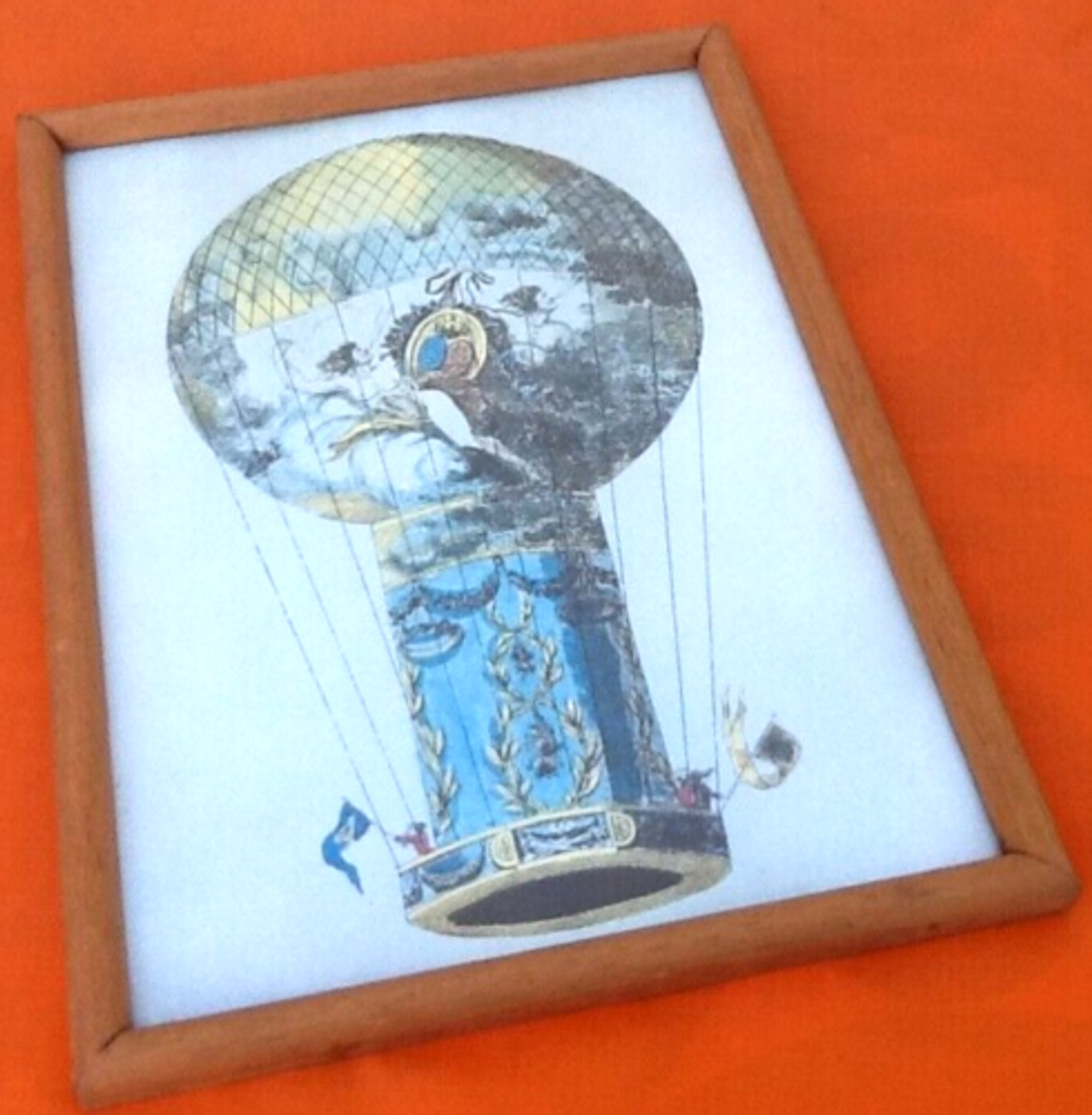 Wooden frame (310X225)mm The Aero-Balloon called "Tour de Calais"