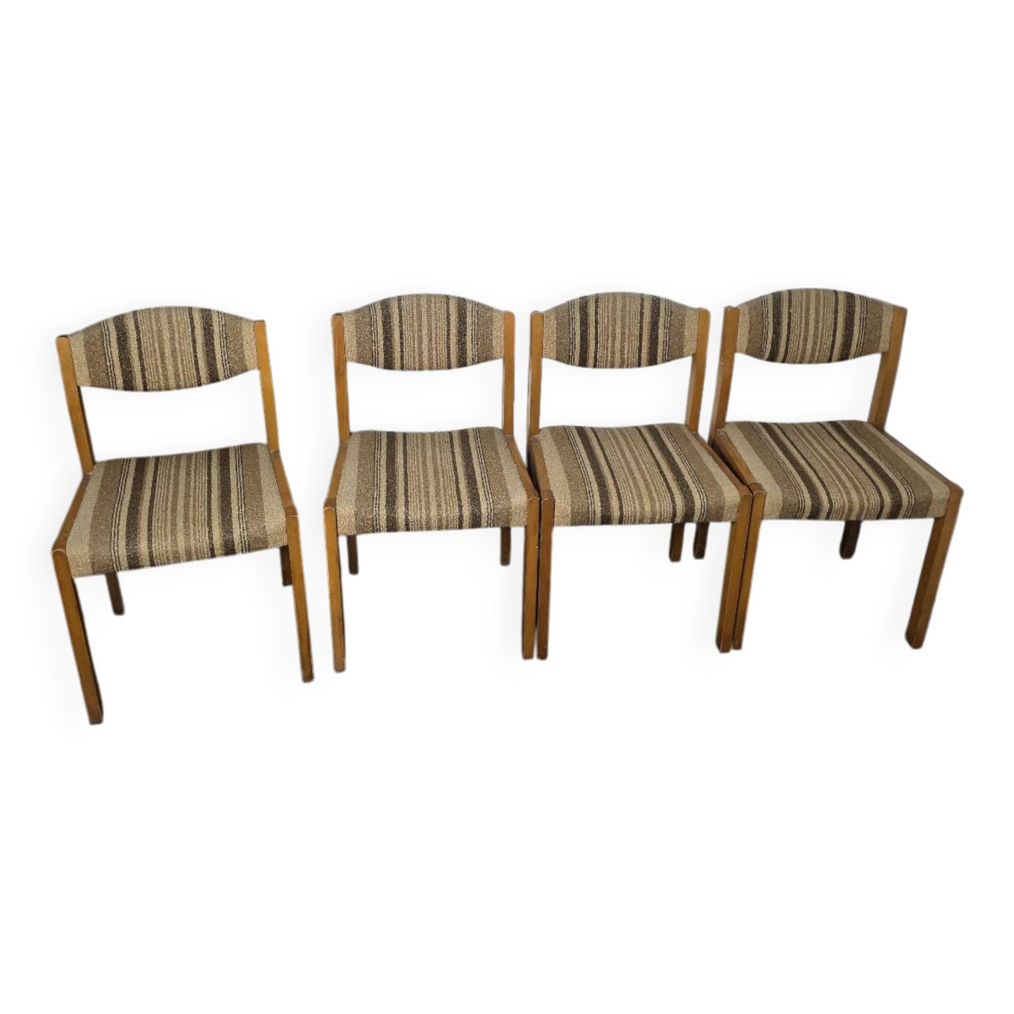 4 vintage self chairs from the 60s with wool seats