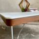 Vintage Bauhaus style coffee table – white mineral concrete & chrome – ann