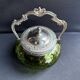Absinthe green glass and silver metal biscuit maker