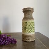 Fat lava style vase and flowers in relief west germany