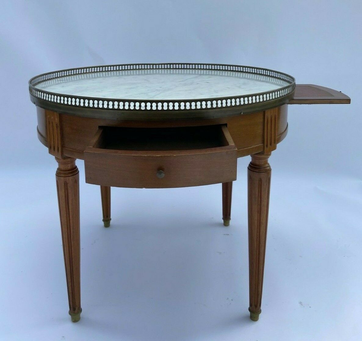 Table bouillote 1950 marble foot with louis xvi style gallery