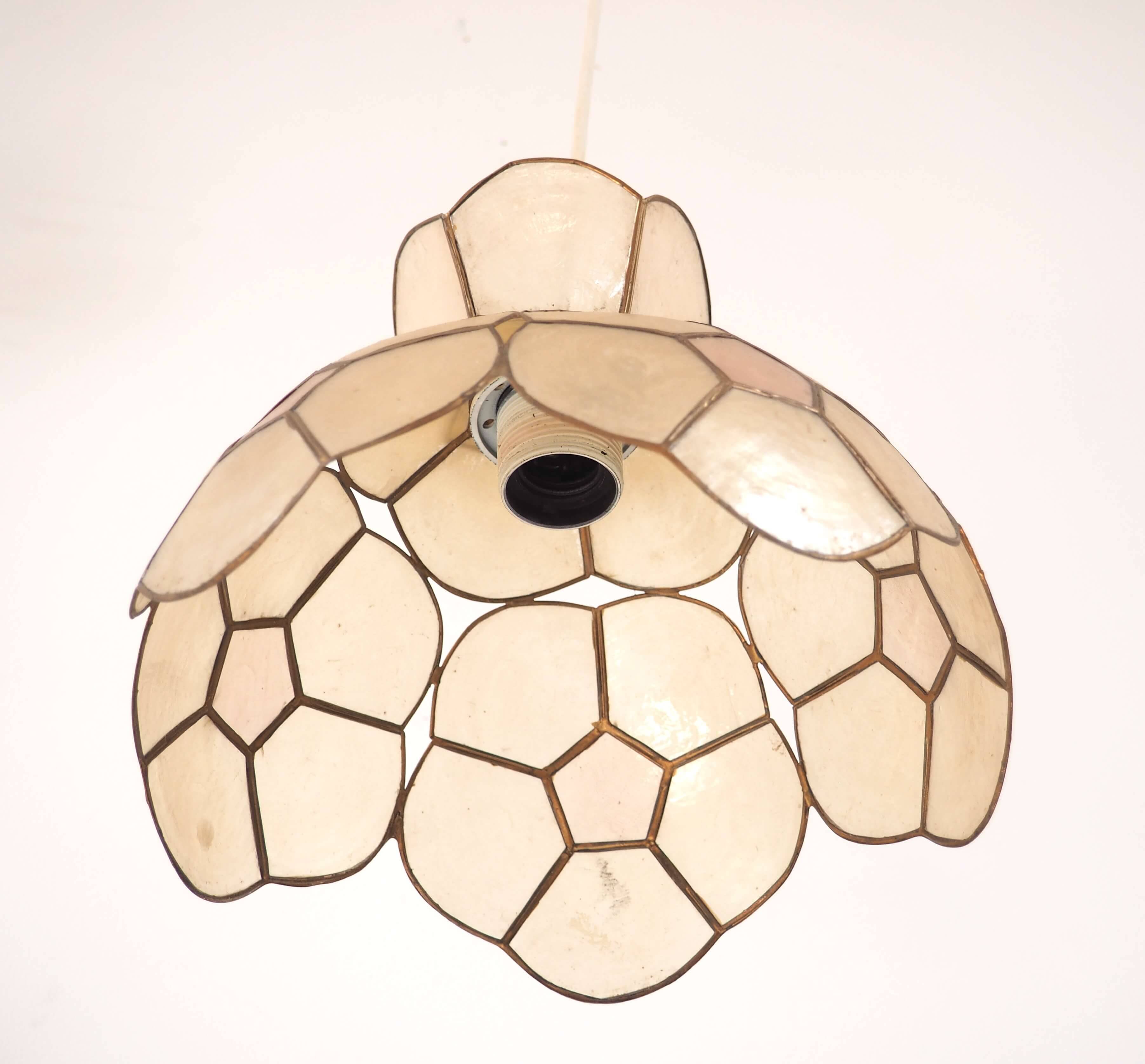 1980s mother-of-pearl mica pendant light