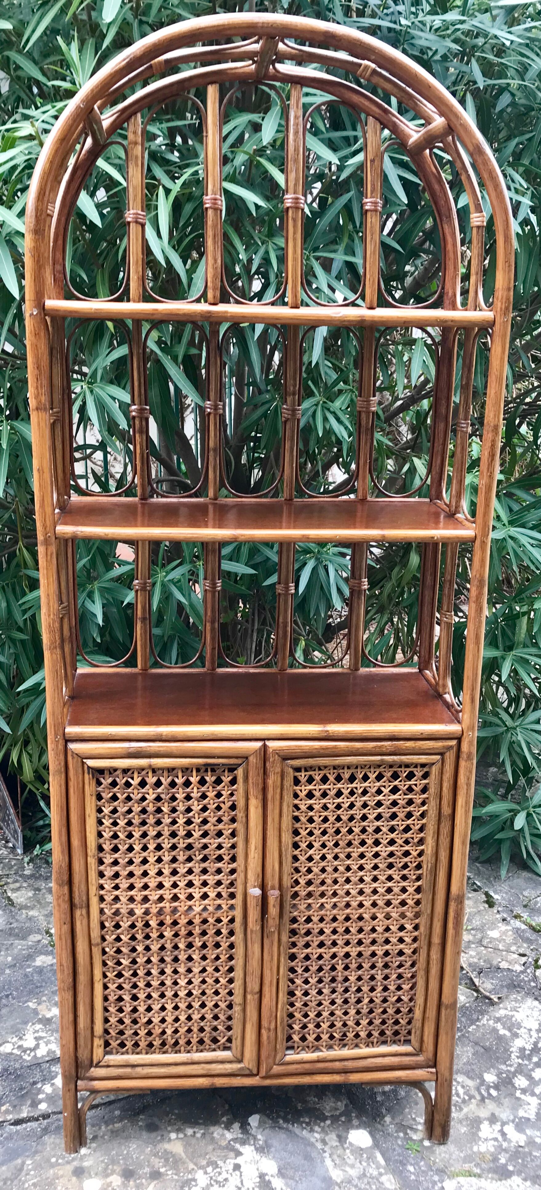 Vintage rattan bookcase
