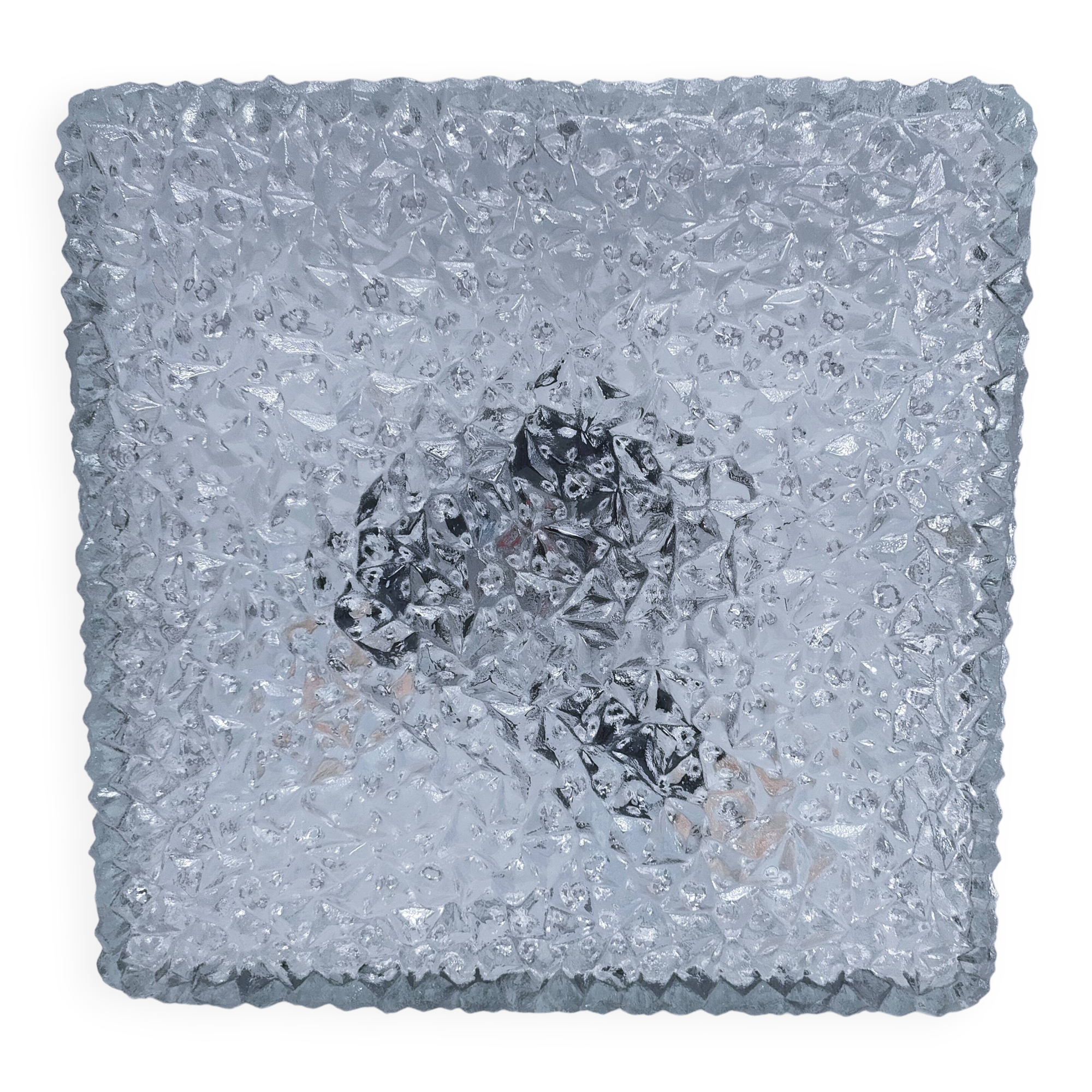 Holophane square wall lamp XL glass design 60s