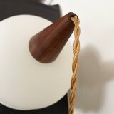 Scandinavian pendant light in opaline and teak