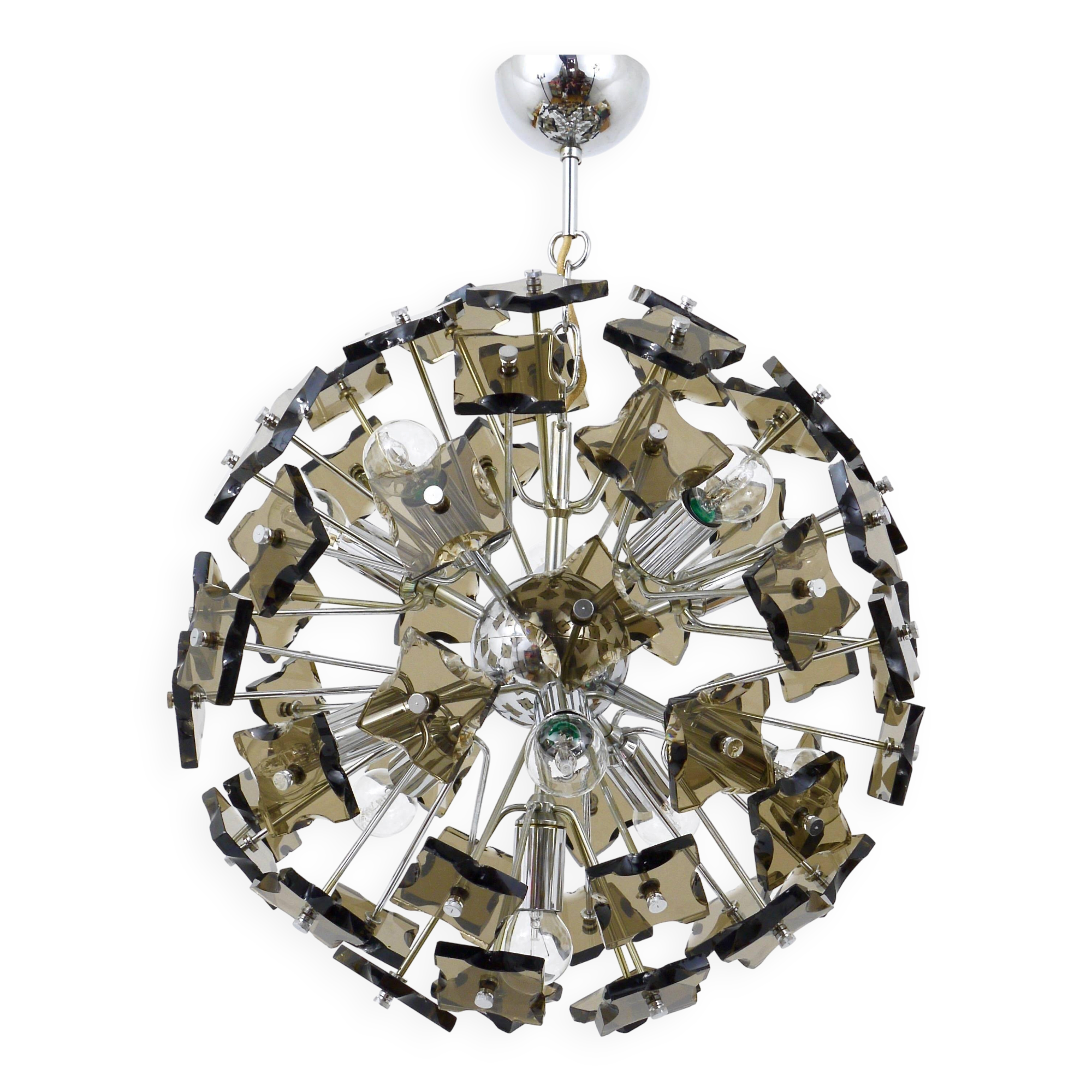 Cut glass Sputnik chandelier Fontana Arte Mid-20th century