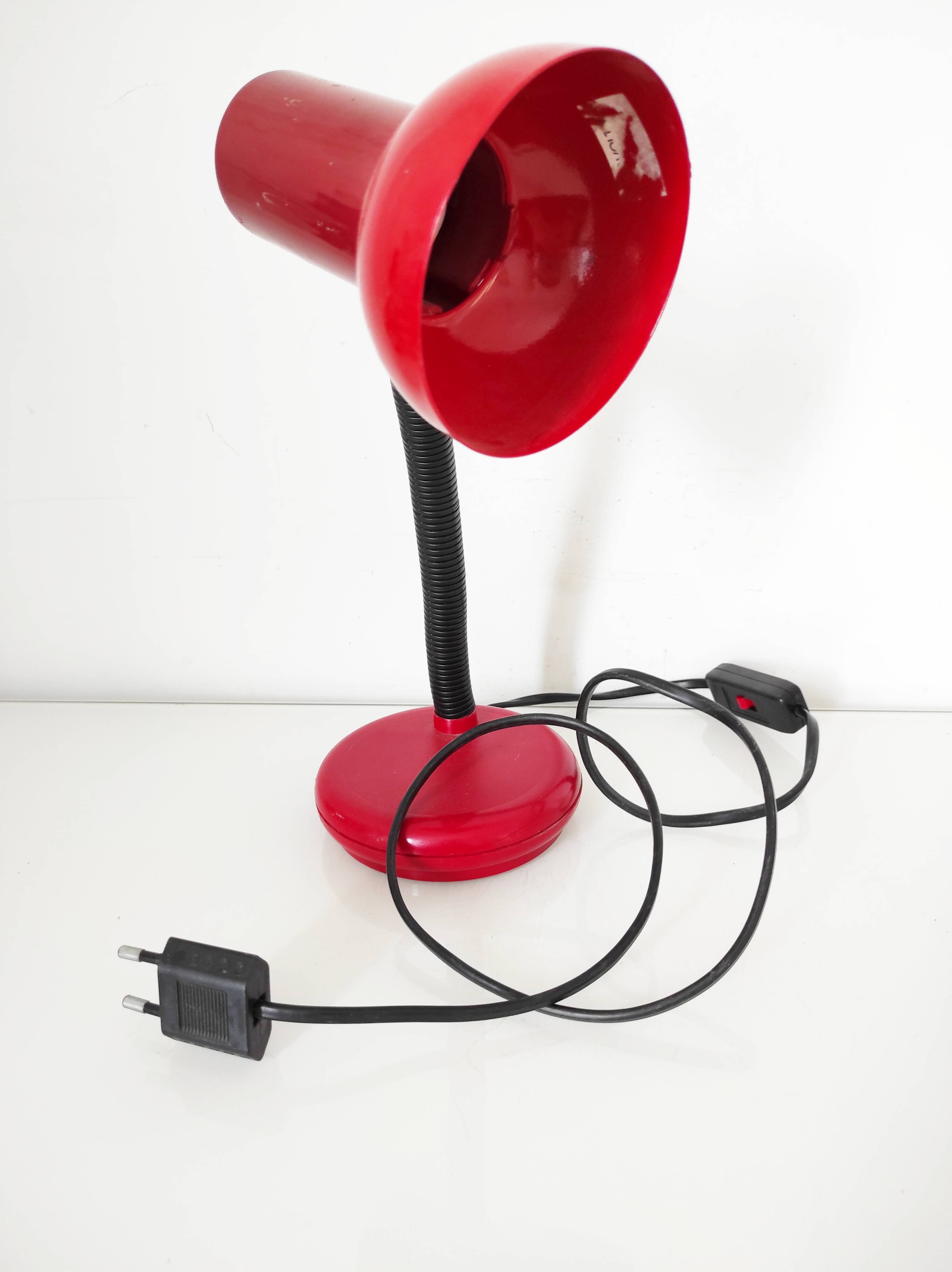 Red vintage lamp, 30.5 cm high