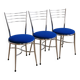 Lot de 3 chaises chrome et cobalt