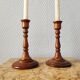 Paire de bougeoirs vintage bois tourné