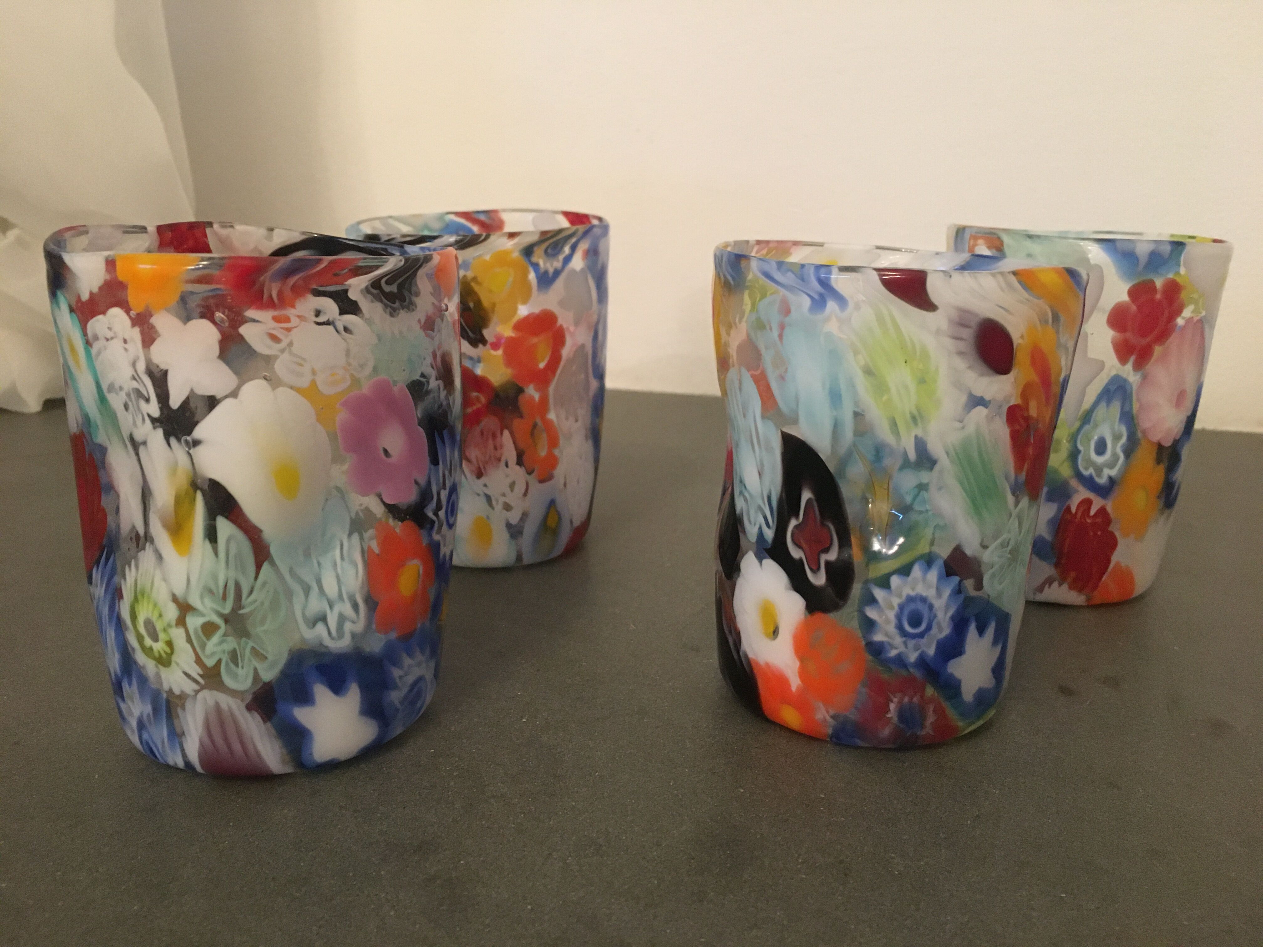 Set of 4 "Goto" water glasses from Murrisa in Murano glass, Italy