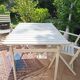 Salon de jardin bois blanc vintage