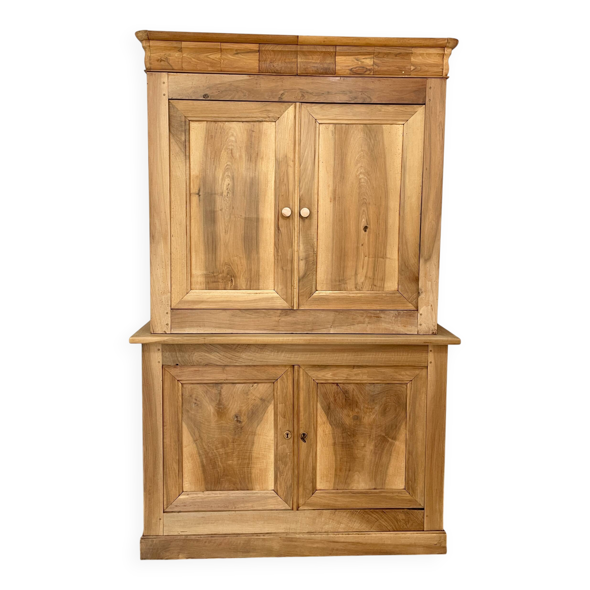 Antique two-body buffet in solid wood (restored)