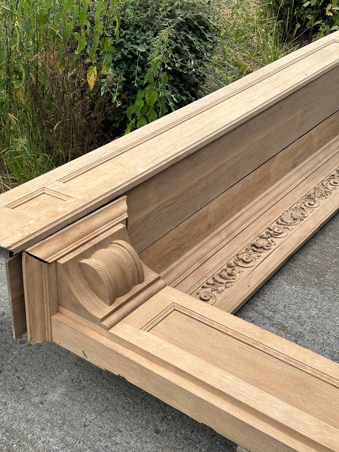 Carved solid oak fireplace mantel