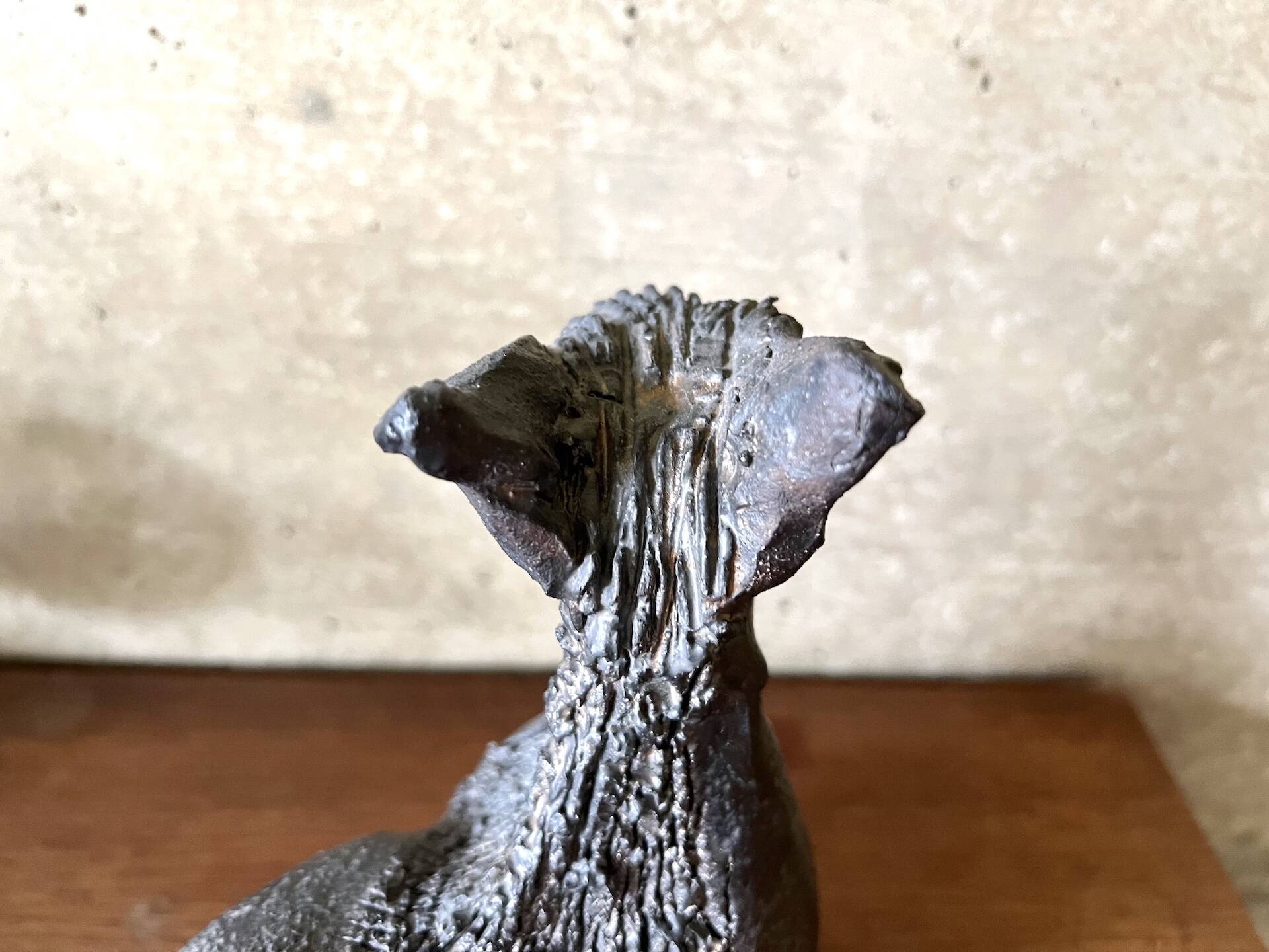 Black glazed ceramic sculpture signed Pouchain – Circa 1960