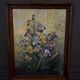 Huile sur toile par Picquet nature morte bouquet d'iris XXe