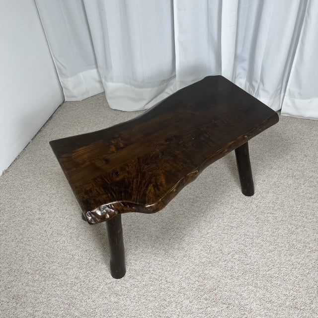 Rustic solid wood coffee table, Wabi-Sabi style, 1970s.