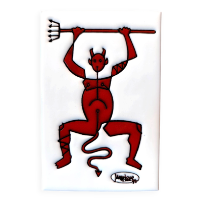 Carreau céramique 1987 — Le Diable de Timanfaya par César Manrique