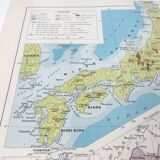 Carte vintage Japon Corée 43x43cm de 1950