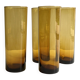 Set of 4 smoky amber brown water/orangeade glasses, France 1970.