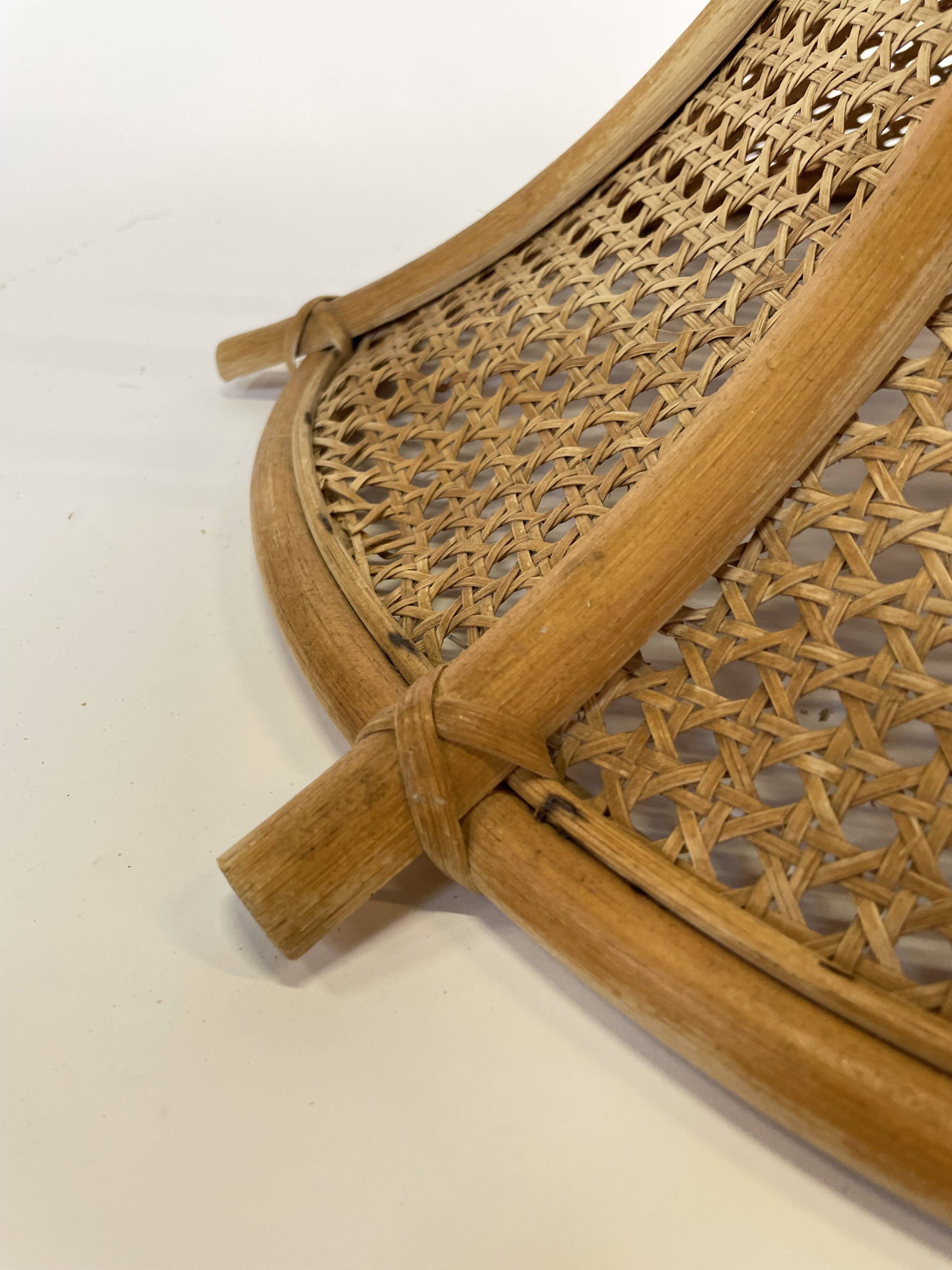 Vintage lampshade hanging lamp rattan and webbing 70s boho design minimalist