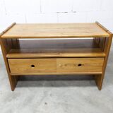 Low furniture Maison Regain solid elm 1960 with drawer