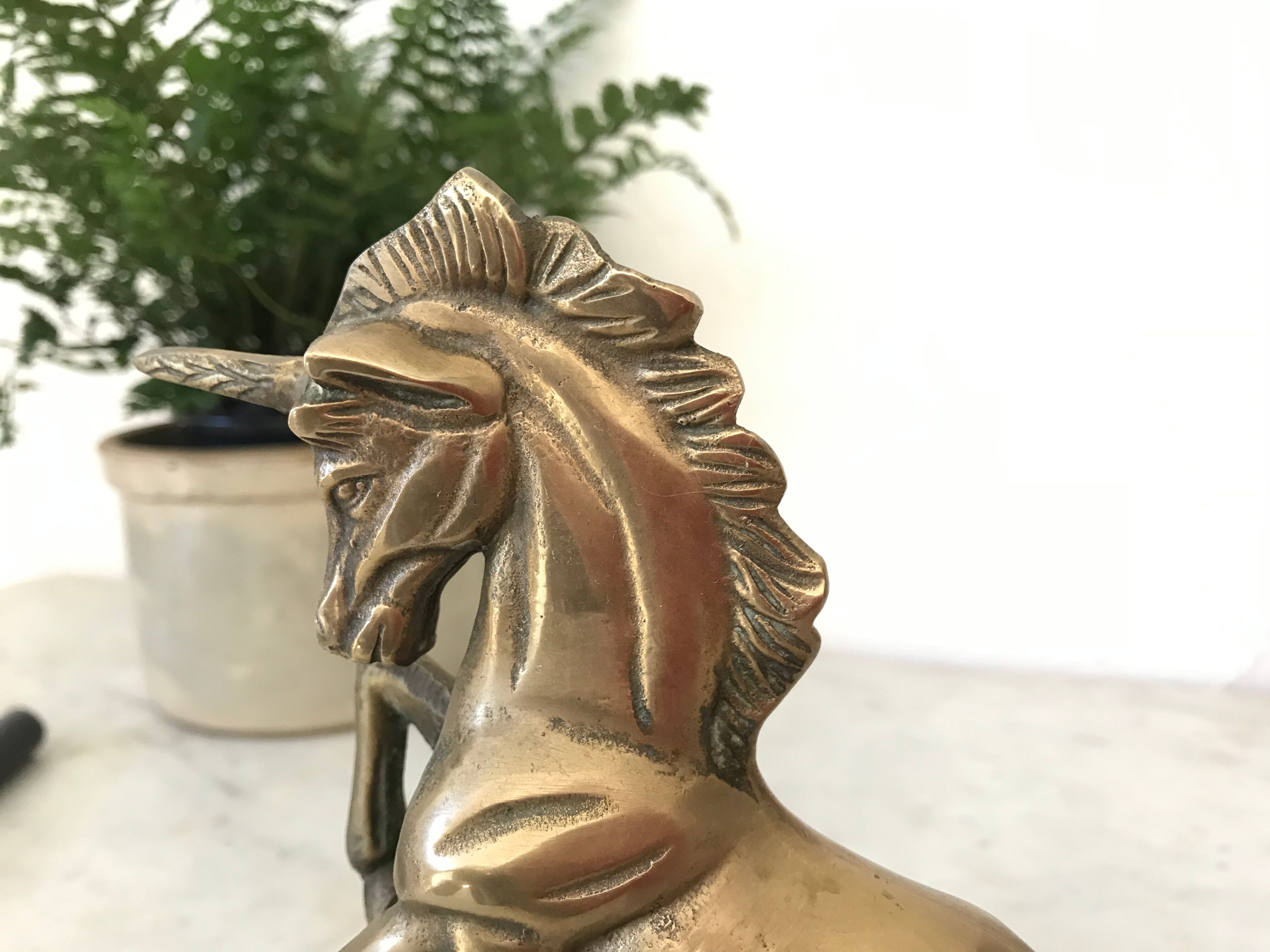 Vintage unicorn figure in brass