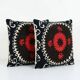 Lot de 2 housses de coussin brodées vintage 61x61 cm