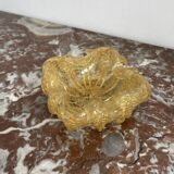 Empty pocket, Murano, Archimedes Seguso, yellow, gold, bubbled, stylized flower-forming, blown glass, Italy