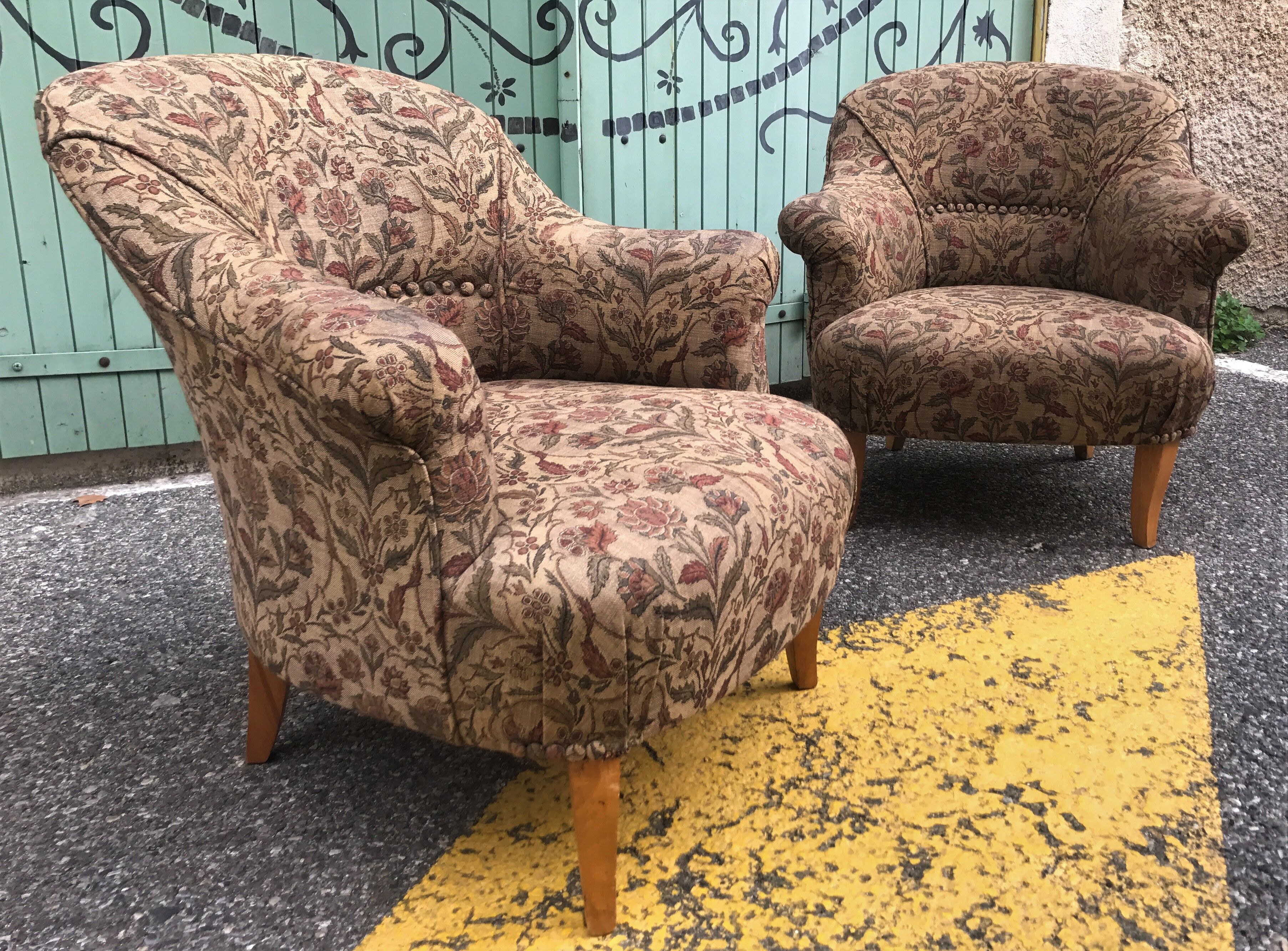 Pair of Art Deco toad armchairs