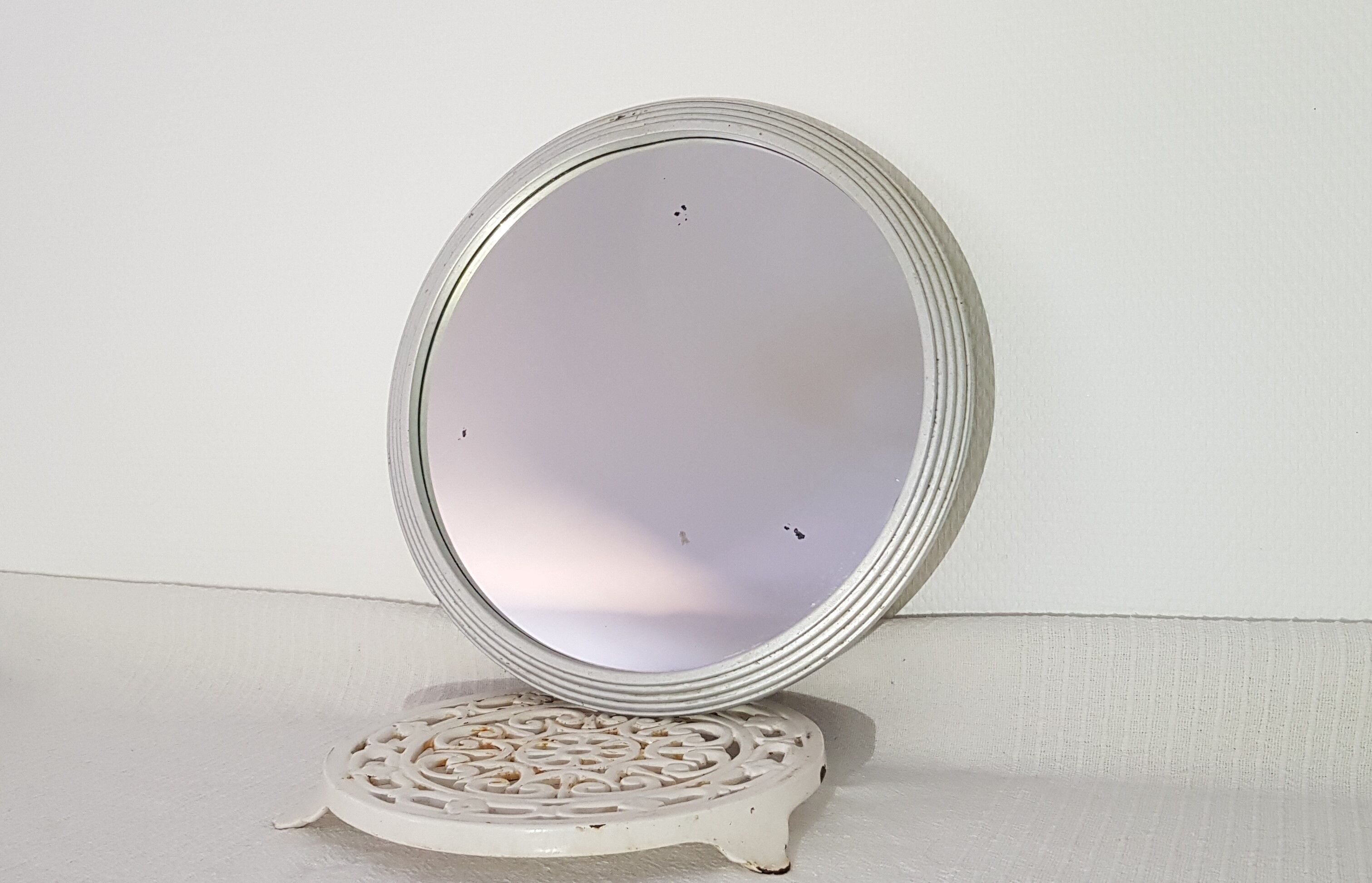 Wall mirror with its aluminum frame, art deco- antique french vintage era