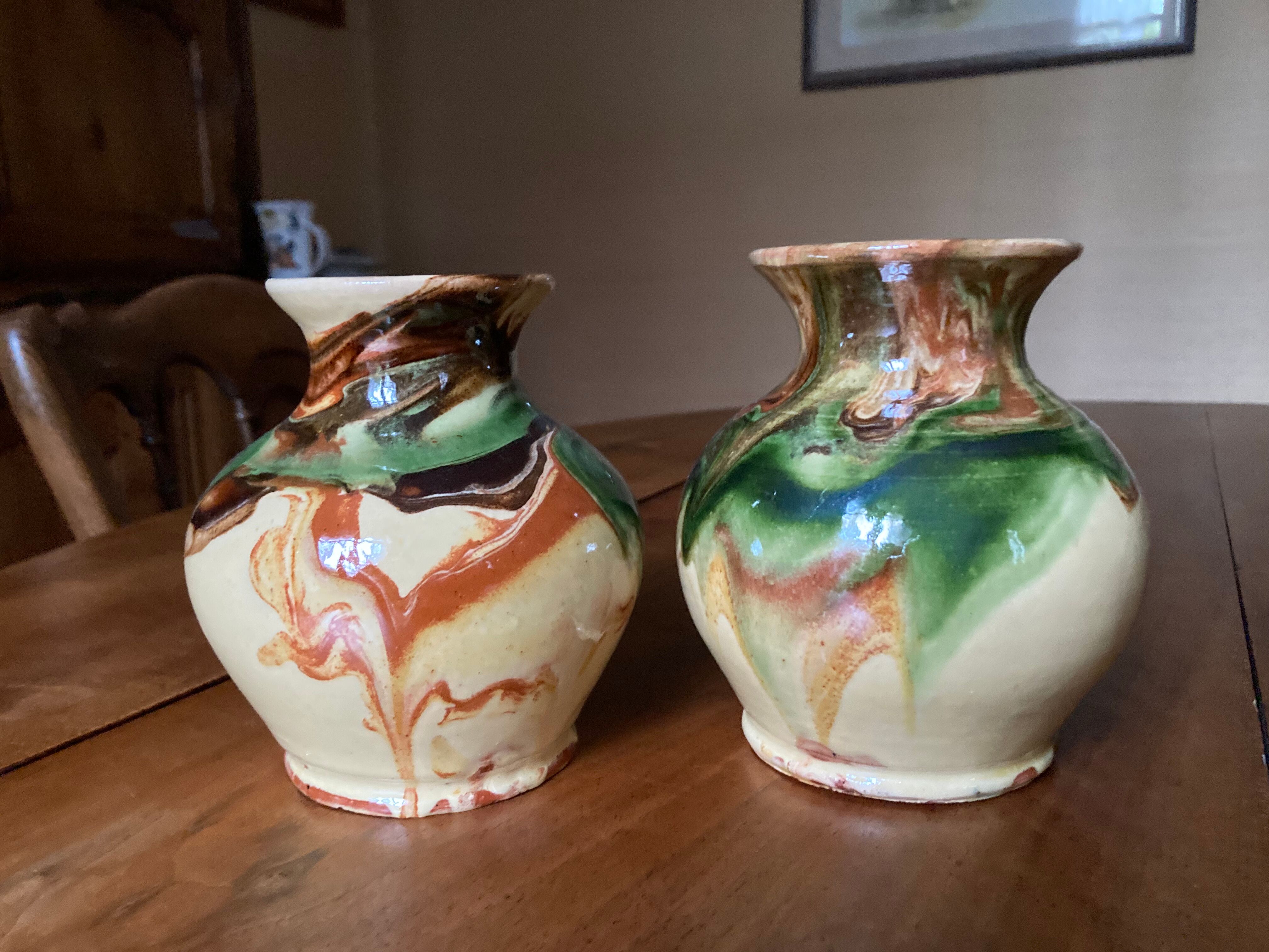 Flamed terracotta vases