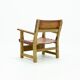 Brutalist Armchair in Pine and Cognac Leather 1960s