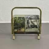 Magazine holder in brass and glass