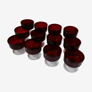 Set de 12 verres Luminarc rouge rubis vintage