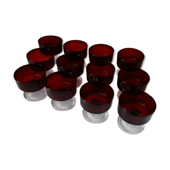 Set de 12 verres Luminarc rouge rubis vintage
