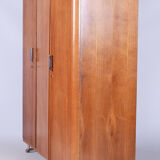 Armoire bauhaus en chêne restaurée, acier chromé, tchéquie, années 1930