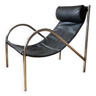 Omega chrome and leather armchair for Habitat 1980