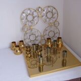 Lampe murale doré, cristaux de verre des années 1960