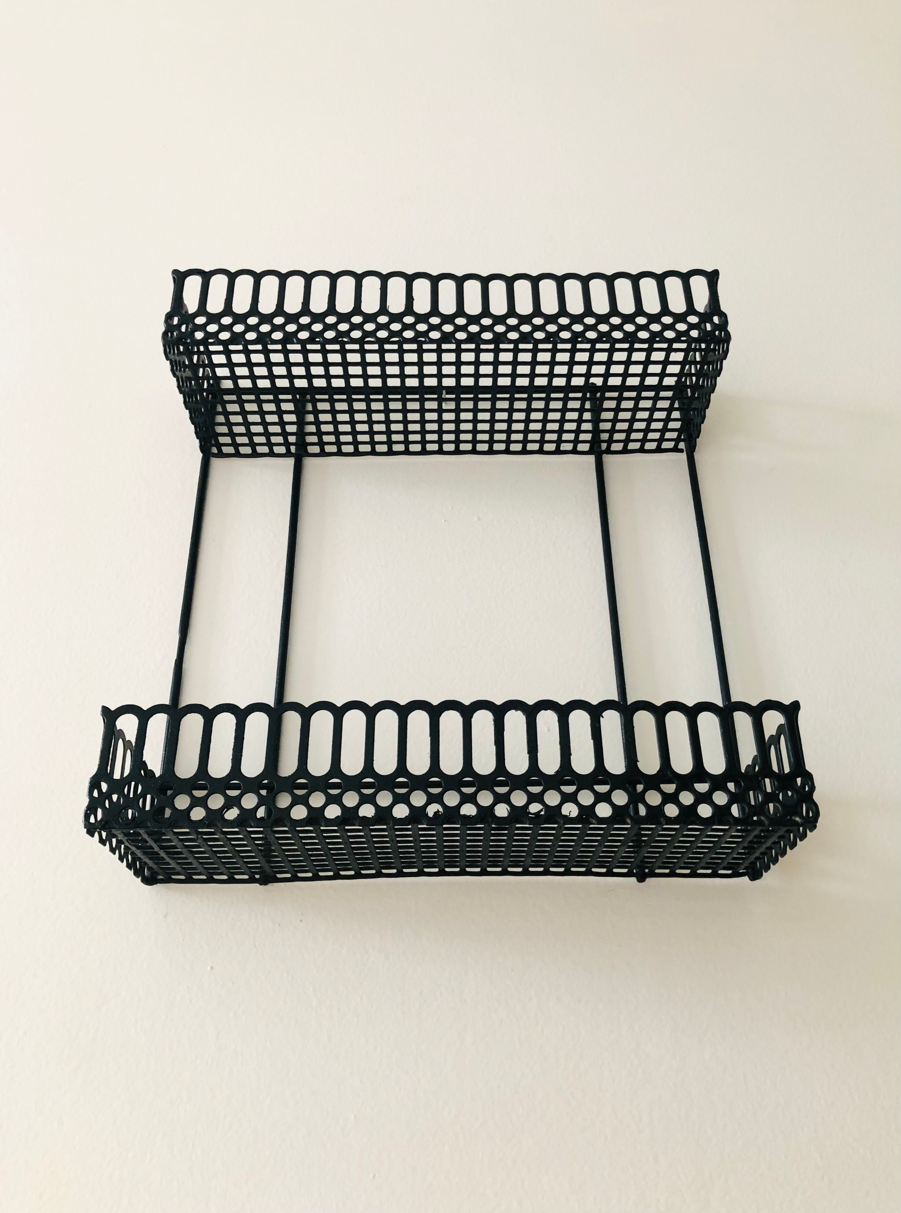 Vintage black metal wall shelf